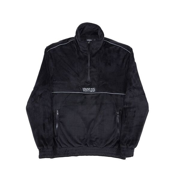 Quarter Zip Velour Men’s Track Jacket Black Size Small - Picture 1 of 1